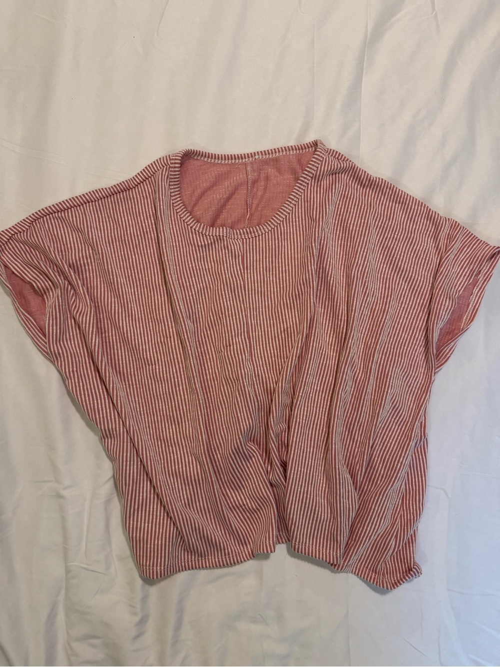 Relaxed Short Sleeve Striped Top in Dusty Rose